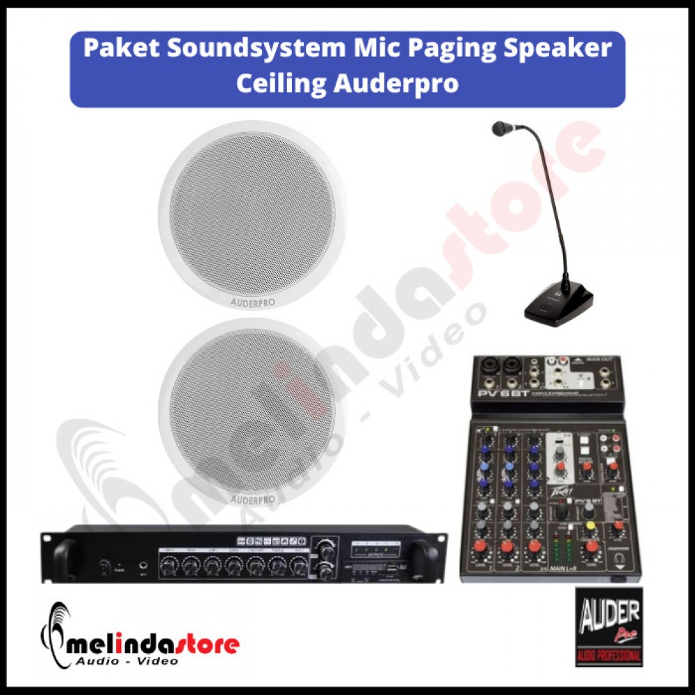 Paket Sound System Microphone Paging Speaker Ceiling Auderpro